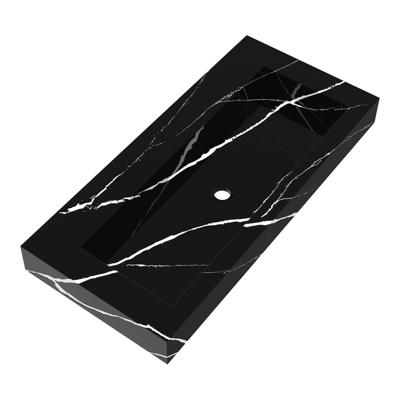 Brauer Coral Wastafel - 100 cm - met 1 Spoelbak en 0 Kraangaten - Marmerlook Nero Marquina