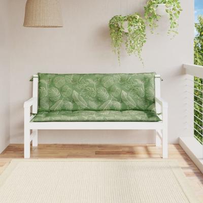 VidaXL Tuinbankkussens 2 st bladpatroon 150x50x7 cm stof
