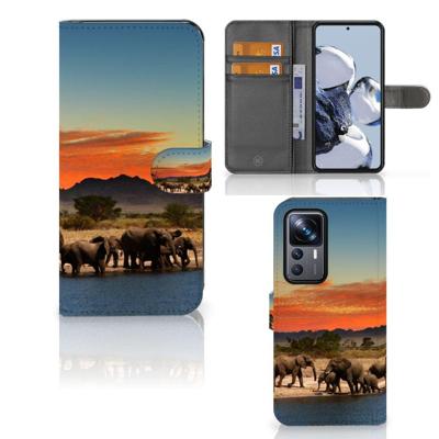 Xiaomi 12T | 12T Pro | Telefoonhoesje | Met pasjeshouder | Olifanten