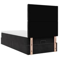 Ottoman bed met matrassen 90x190cm fluweel zwart - thumbnail
