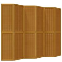 Kamerscherm met 6 panelen massief paulowniahout bruin - thumbnail