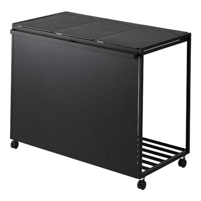 Yamazaki Afvalscheidingsprullenbak met wielen - 3 comp - Tower - Zwart