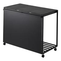 Yamazaki Afvalscheidingsprullenbak met wielen - 3 comp - Tower - Zwart - thumbnail