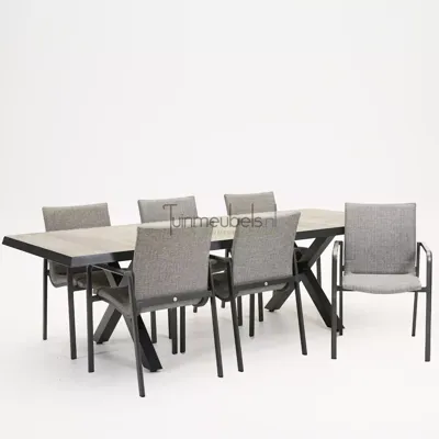 Tuinstoel Anzio dining Light antracite met Castilla negro kruispoot