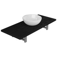 vidaXL 2-delige Badkamermeubelset keramiek zwart - thumbnail