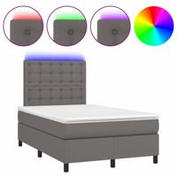 Boxspring met matras en LED kunstleer grijs 120x200 cm - thumbnail