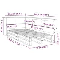Bed met boekenkast zonder matras grenenhout wasbruin 75x190 cm - thumbnail