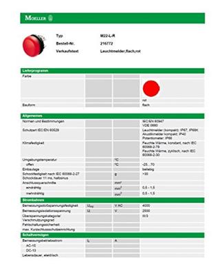 Eaton M22-L-R Verlichte melder Rood 1 stuk(s)