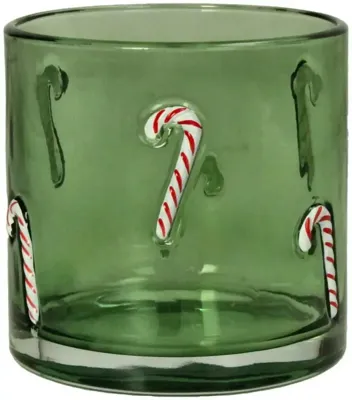 Kersten theelichthouder glas zuurstok 10x10cm groen