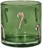 Kersten theelichthouder glas zuurstok 10x10cm groen - thumbnail