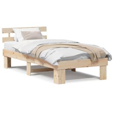 Bedframe met hoofdeinde Bruin 100 x 200 cm Massief grenenhout Bedframe met hoofdeinde Bruin 100 x 200 cm Massief grenenhout