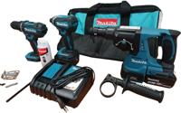 Makita DLX3089T Combiset - DHP482 Klopboormachine + DTD153 Slagschroevendraaier + DHR243 boorhamer 18v 5,0 Ah accu (2 st) in Tas - thumbnail