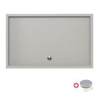 Douchebak Xenz Mariana | 160x100x4 cm | Incl.Afvoersifon-Chroom | Acryl | Rechthoekig | Cement mat - thumbnail