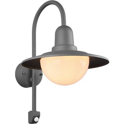 LED Tuinverlichting met Bewegingssensor - Wandlamp Buitenlamp - Trion Nomina - E27 Fitting - Rond - Mat Antraciet - Aluminium