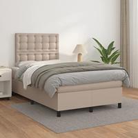 Boxspring met matras kunstleer cappuccinokleurig 120x190 cm - thumbnail