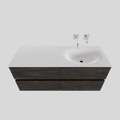 Badkamermeubel Solid Surface AQS Stockholm 120x46 cm Rechts Wood Dark Brown 4 Laden Boss & Wessing Badkamermeubel Solid Surface AQS Stockholm 120x46 cm Rechts Wood Dark Brown 4 Laden Boss & Wessing