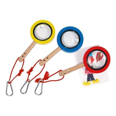 Goki houten vergrootglas met karabijnhaak, Goki houten vergrootglas met karabijnhaak,