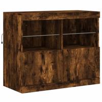 Dressoir met LED-verlichting 81x37x67 cm gerookt eikenkleurig - thumbnail