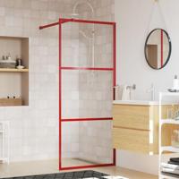 VidaXL Inloopdouchewand transparant 80x195 cm esg-glas rood - thumbnail