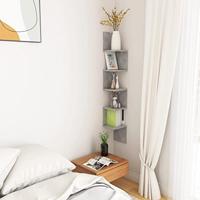 Hoekwandschap 20x20x127,5 cm bewerkt hout betongrijs - thumbnail