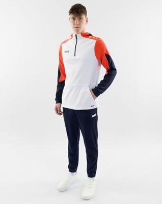 JAKO 6770 Sweater Met Kap Dynamic - Wit/Koraal/Marine - L