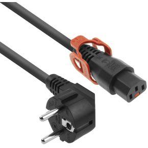 ACT Netsnoer CEE 7/7 male (haaks) - C13 IEC Lock+ zwart 2 m, EL332S, 5-Pack
