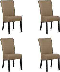 Set van 4 Taupe leren landelijke eetkamerstoelen Just - Toledo Leer Mocca (taupe leer)