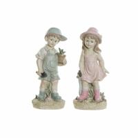 Decoratieve figuren DKD Home Decor Blauw Roze Hars Jongen (18 x 15 x 41 cm) (2 pcs) - thumbnail