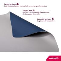 Cookinglife 6 Placemats + 6 Onderzetters - Dubbelzijdig - Vegan leer - Blauw / Grijs - thumbnail