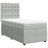 Boxspring met matras fluweel lichtgrijs 100x200 cm - thumbnail
