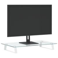 VidaXL Monitorstandaard 60x35x8 cm gehard glas en metaal wit - thumbnail