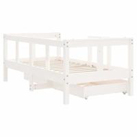 Kinderbedframe met lades 70x140 cm massief grenenhout wit - thumbnail
