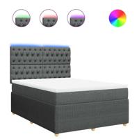 Boxspring met matras stof donkergrijs 140x200 cm - thumbnail