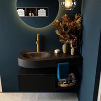 MONDIAZ RIVA 100cm badmeubel onderkast / planchet kleur Urban met 1 lade. Wastafel DULCET links 1 kraangat kleur Urban. - thumbnail