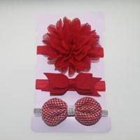 3 in 1Children Bow bloem hoofdband haar band haar ring Lees Tiara (rood) - thumbnail