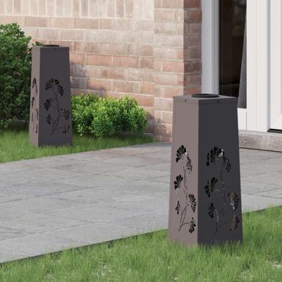 VidaXL Solar led pad licht 2 pcs zwart koudgewalst staal