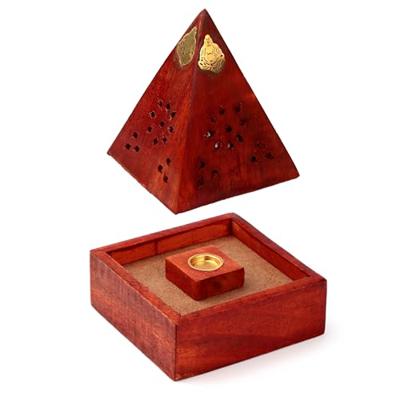 Mango Hout Piramide Wierookhouder Kegels Boeddha Lijstwerk