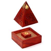 Mango Hout Piramide Wierookhouder Kegels Boeddha Lijstwerk - thumbnail