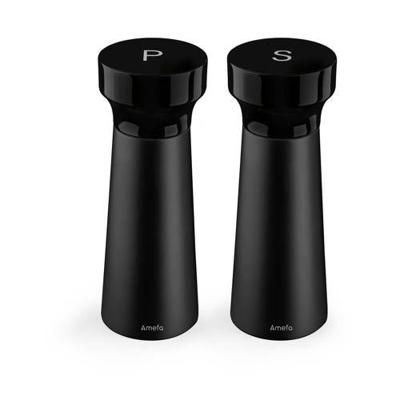 Amefa houten peper-zout molen set 15 cm 2 stuks zwart