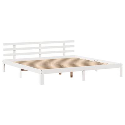 Bed met boekenkast zonder matras grenenhout wit 200x200 cm