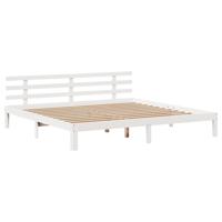 Bed met boekenkast zonder matras grenenhout wit 200x200 cm - thumbnail