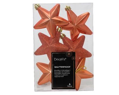 Ster plastic l2b7.5h7.5 cm pmpn 6st kerst Decoris - Decoris