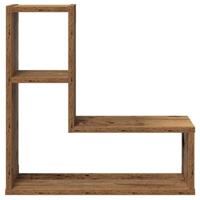 Wandschappen kubus 2 st 50x15x50 cm bewerkt hout oud houtkleur - thumbnail