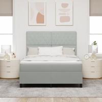 Boxspringbed met matras en LED fluweel lichtgrijs 160x200 cm - thumbnail