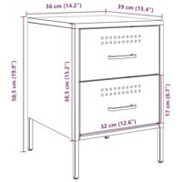 Nachtkastjes 2 st 36x39x50,5 cm staal antracietkleurig - thumbnail