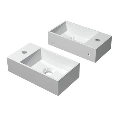 INK Contra fonteinbak 40x10x22cm vierkant met kraangat links polystone glans wit 3403020k