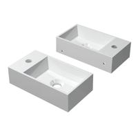 INK Contra fonteinbak 40x10x22cm vierkant met kraangat links polystone glans wit 3403020k - thumbnail