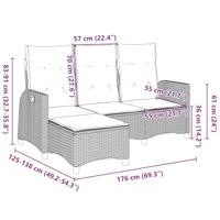 Verstelbare tuinbank met kussens L-vormig poly rattan zwart - thumbnail