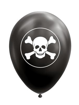 Ballonnen Zwart Doodskop Pirate (8st)
