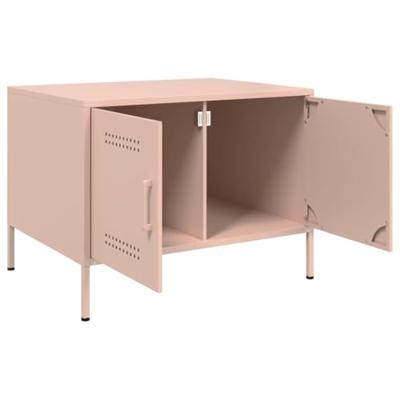 Salontafel 68x50x50,5 cm staal roze